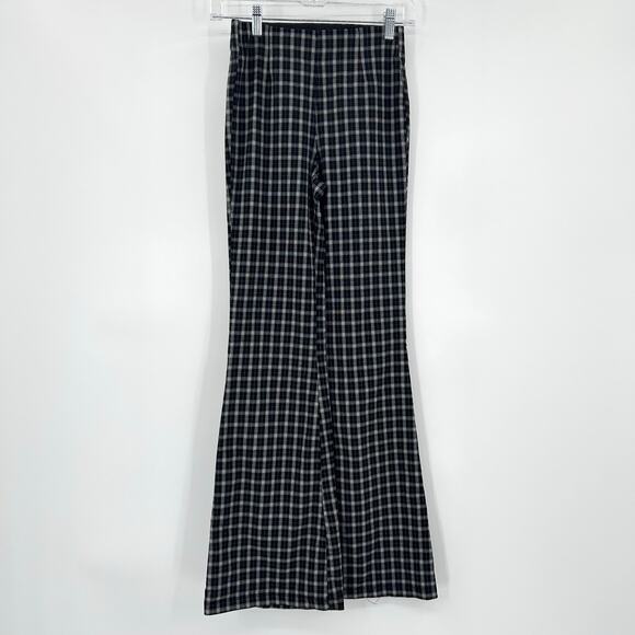 Aeropostale Plaid Flare Pants Elastic Waist Black White Academia Womens Sz XS - Picture 3 of 11